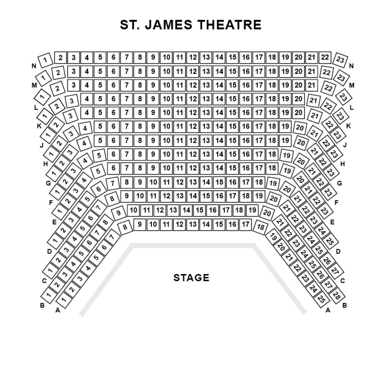 St. James Theatre Platsöversikt