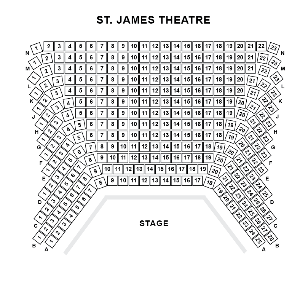 St. James Theatre Platsöversikt St. James Theatre Platsöversikt